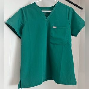 Figs Green Boxy Short Sleeve Top
